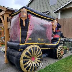 Gemmy Halloween Inflatable Skeleton withHorseDrawn Carriage Hearse 12' Lights READ