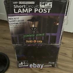 Gemmy Halloween Short Circuit Lamp Post Flickering Lights & Signs Working Withbox