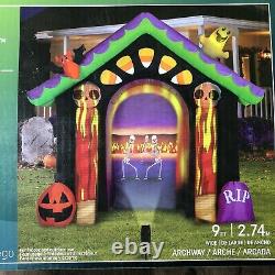 Gemmy Haunted House Living Projection Halloween Inflatable New 9 Ft Skeletons