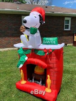 Gemmy Inflatable 7 ft Tall Snoopy on Fireplace Outdoor Christmas Decorations