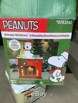 Gemmy Inflatable 7 ft Tall Snoopy on Fireplace Outdoor Christmas Decorations