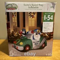 Gemmy Inflatable Christmas Santa's Speed Police Cop Car Trap. 6ft Wide