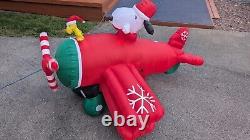 Gemmy Peanuts Snoopy Airplane Christmas Airblown Inflatable 6ft Yard Decor Santa