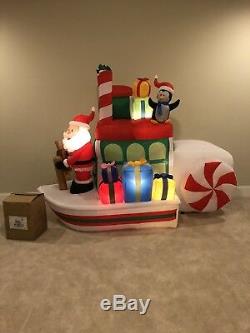 Gemmy Prototype Christmas Animated Santa Penguin Ferry Airblown Inflatable