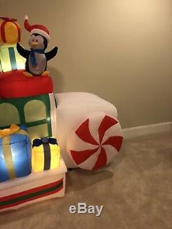 Gemmy Prototype Christmas Animated Santa Penguin Ferry Airblown Inflatable