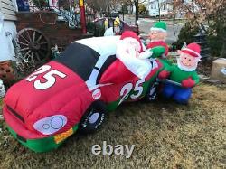 Gemmy Santa Airblown Inflatable Race Car Nascar Christmas 8 Foot