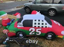 Gemmy Santa Airblown Inflatable Race Car Nascar Christmas 8 Foot