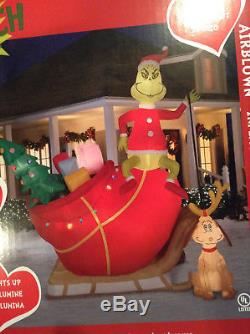 Gemmy The Grinch Max Sled Sleigh Airblown Inflatable Blow Up Christmas Dr Seuss
