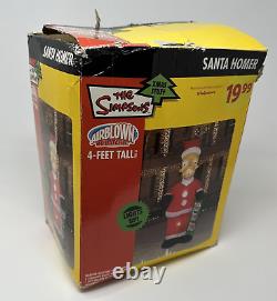 Gemmy The Simpsons Santa Homer 4 ft Tall Airblown Lit Inflatable Ho Ho Ho + Box