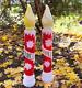 General Blow-mold Set Of 2 Noel Christmas Light-up Candlesticks 39 H