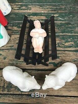 General Foam 10pc Small Nativity Blow Mold Set-soft white plastic (RARE-HTF-NOS)