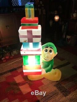 General Foam 35 Inch Elf With Presents. Vintage. Works Ok