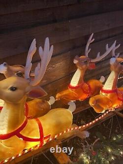 General Foam Blow Mold Santa & 8 Reindeer + Rudoloph