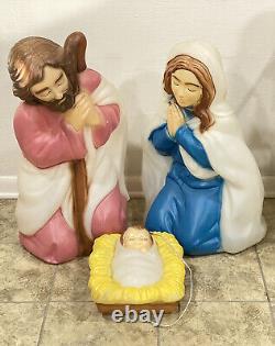 General Foam Mary Joseph Jesus Baby 3 Piece Blow Mold Nativity Set Vintage