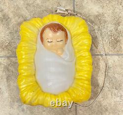 General Foam Mary Joseph Jesus Baby 3 Piece Blow Mold Nativity Set Vintage