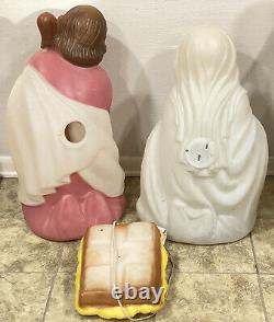 General Foam Mary Joseph Jesus Baby 3 Piece Blow Mold Nativity Set Vintage