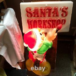 General Foam Plastic Blow Mold Light Up 34 Elf Painting Santa's Workshop Sign