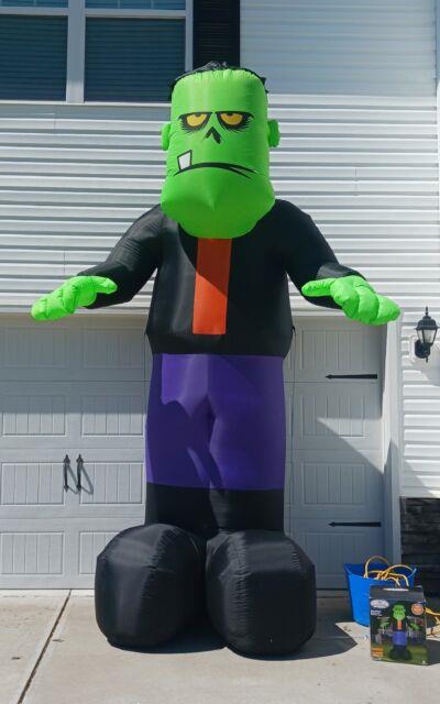 Giant Gemmy Halloween 12 Ft Green Monster Airblown Inflatable Light Up Yard Deco