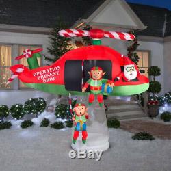 Giant New 9.5 Ft Long Santa Claus Elves Christmas Helicopter Gemmy Inflatable