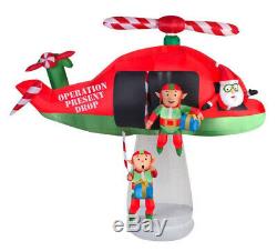 Giant New 9.5 Ft Long Santa Claus Elves Christmas Helicopter Gemmy Inflatable