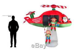 Giant New 9.5 Ft Long Santa Claus Elves Christmas Helicopter Gemmy Inflatable