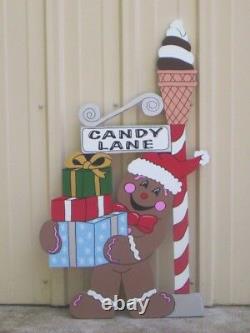 Gingerbread with Street Sign Christmas Yard Art