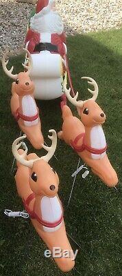 Grand Venture Santa Sleigh & 3 Reindeers Blow Molds With Boxes