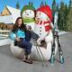 Grande Scale Duo Of Frosty Snowman Photo Op Holiday Bench Christmas Lawn Decor