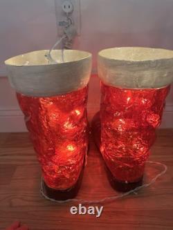 Grandin Road Illuminated Santa Boots Christmas Indoor Outdoor Decoration Grandin Road Illuminated Santa Boots Christmas Indoor Outdoor Decoration