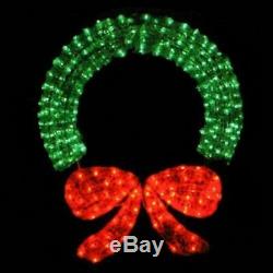 Green/Red Crystal Mesh 3-D Outdoor Christmas Wreath Lighted Display 400 Lights