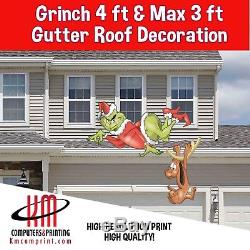 Grinch 4 ft and Max 3 ft Roof/ Gutter Christmas Decorations