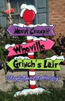 Grinch Whoville sign yard art decoration