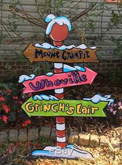 Grinch Yard art Directional sign, Whoville, Mount Crumpit, 