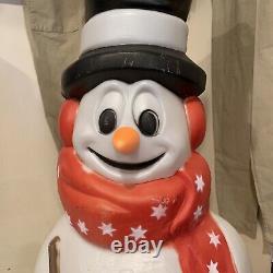 Gs Vintage 42 Snowman Red Scarf/Stars Lighted Blow Mold Yard Decor Christmas
