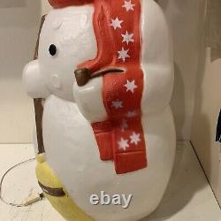 Gs Vintage 42 Snowman Red Scarf/Stars Lighted Blow Mold Yard Decor Christmas