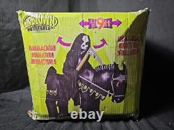 HALLOWEEN 9' LONG GEMMY ANIMATED GRIM REAPER HORSE DEATH Inflatable airblown NIB