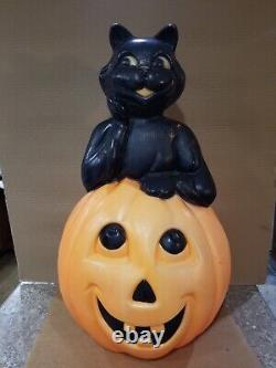 HALLOWEEN Blow Mold Black Cat & Pumpkin Jack-o-lantern 34 Carolina Enterprises