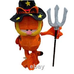HAPPY HALLOWEEN Devil Garfield 2.5ft Indoor Outdoor Devil Works Great Tested