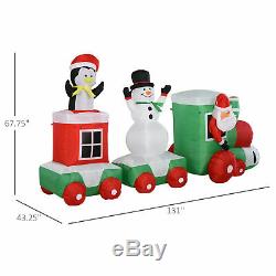 HOMCOM 11' Long Christmas Inflatable Train Santa Snowman Penguin LED