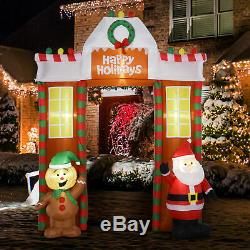 HOMCOM 9' Lighted Christmas Inflatable Archway Santa & Gingerbread Man