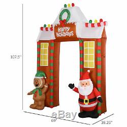 HOMCOM 9' Lighted Christmas Inflatable Archway Santa & Gingerbread Man