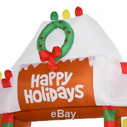 HOMCOM 9' Lighted Christmas Inflatable Archway Santa & Gingerbread Man