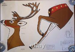 HTF 1970s UNUSED Christmas Plywood Santa Sleigh & Reindeer Patterns Yard Decor