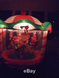 HTF! Gemmy 6' Christmas inflatable & animated carousel Happy Holidays IOB VGUC