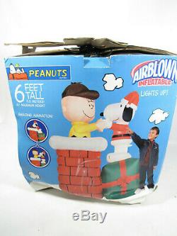 HTF Peanuts Gemmy Airblown Inflatable Animated 6 Ft Christmas Snoopy & Charlie