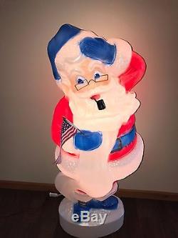 HTF Vintage 43 Union Patriotic Christmas Santa with List Lighted Blow Mold Decor