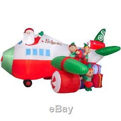 HUGE 18.5 FT SANTA AIRPLANE Airblown Lighted Yard Inflatable