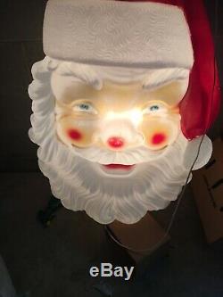 HUGE 25 X 36 Empire Lighted Blow Mold Santa Face Christmas Decor
