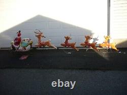 HUGE Lighted Santa Claus Sleigh Reindeer Christmas Blow Molds must be picked up