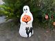 Halloween 34 Lighted Blow Mold Ghost With Black Cat, Pumpkin Vintage